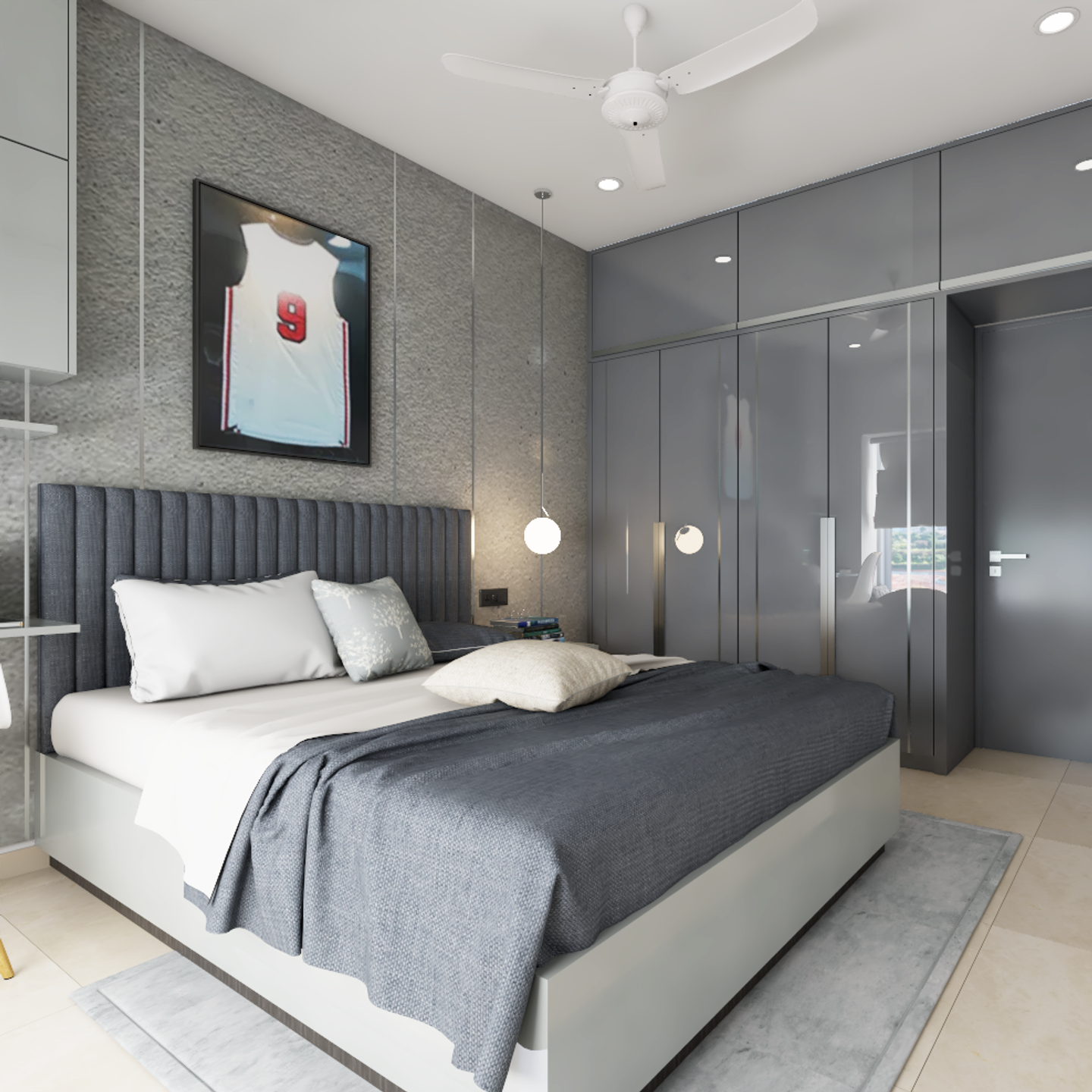 Modern Bedroom with Black Upholstery - Livspace