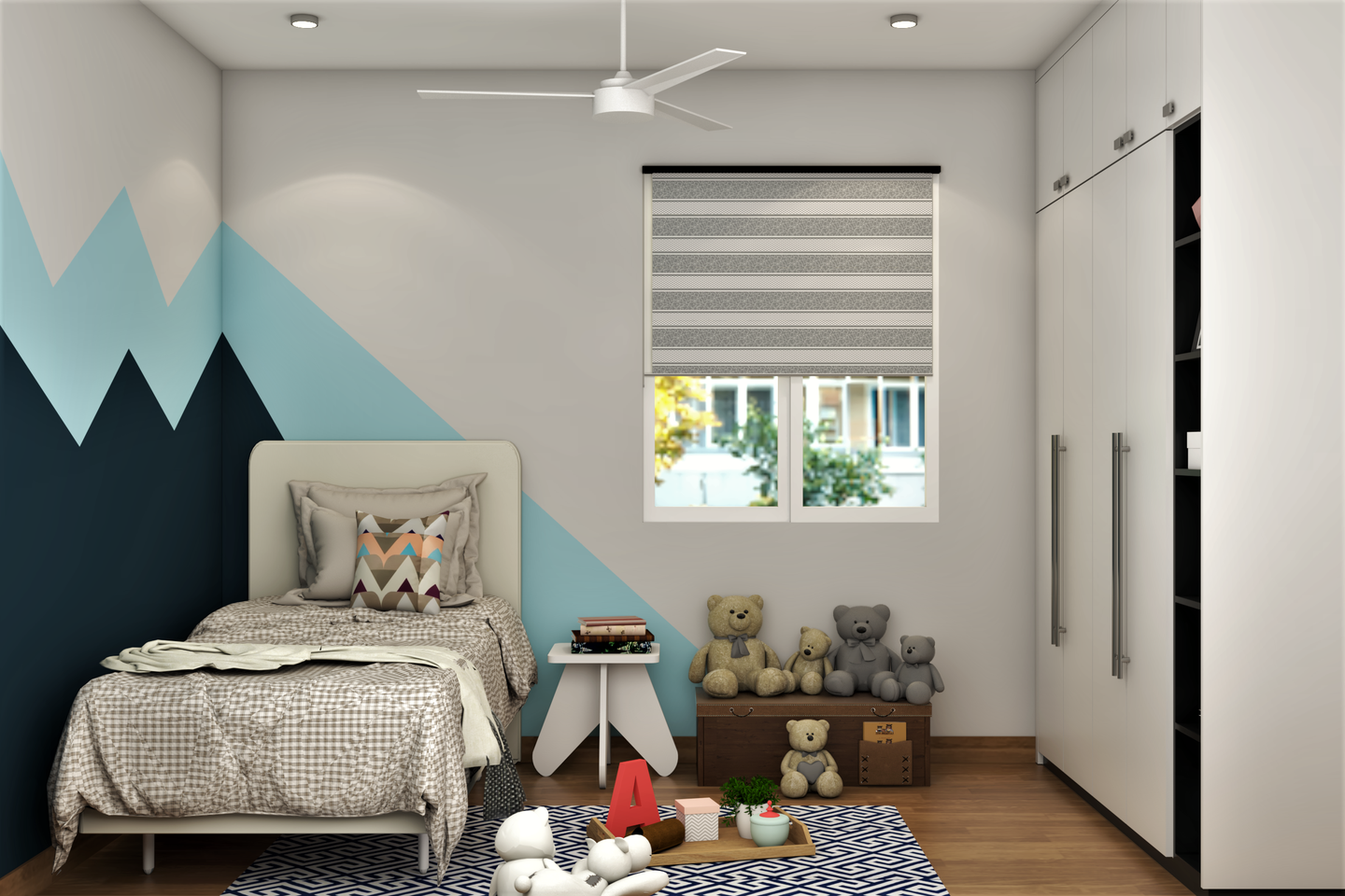 Kids Bedroom Design with Netted Kids Corner and Ample Play Area | Livspace