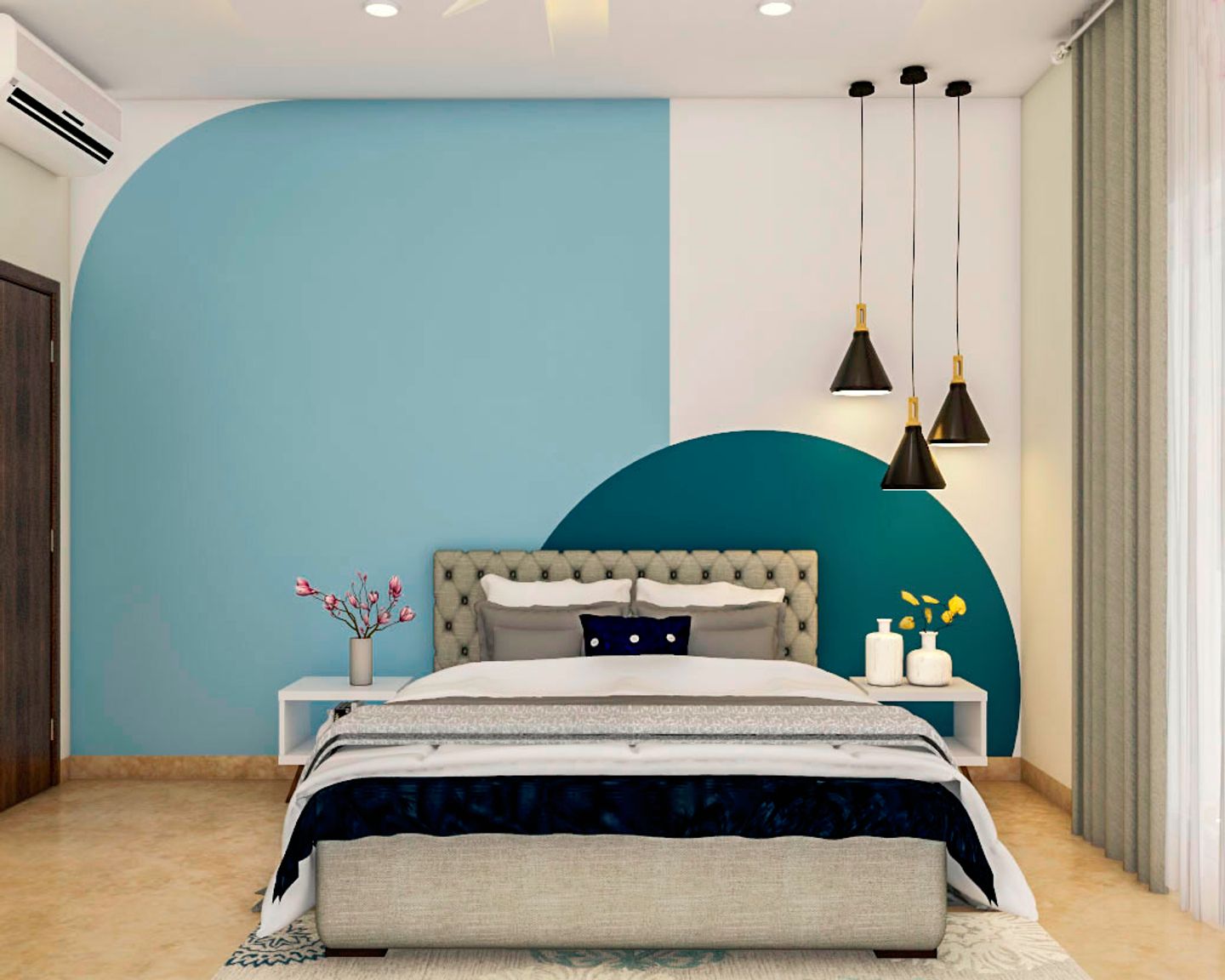 Modern Blue Toned Kids Bedroom Designed For Spacious Layout - Livspace