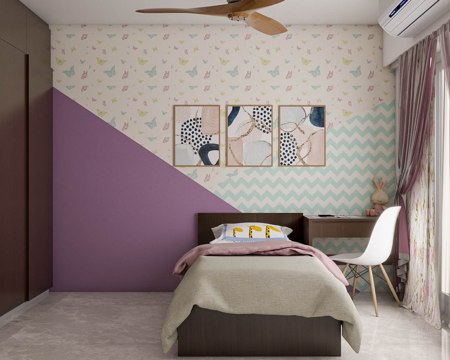 Kids Bedroom with Painting on Wall - Livspace
