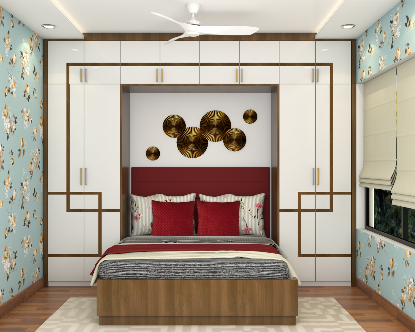 Modern Compact Master Bedroom Interior Design with Wardrobe Unit - Livspace