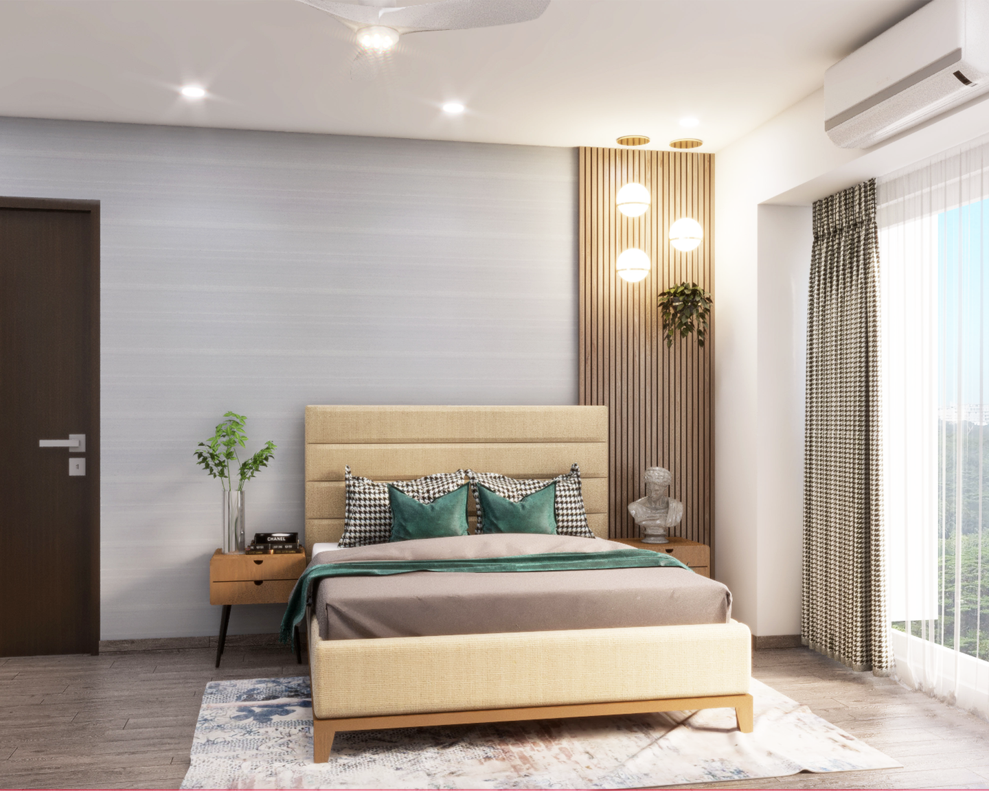 Modern Wooden Paneled Bedroom - Livspace