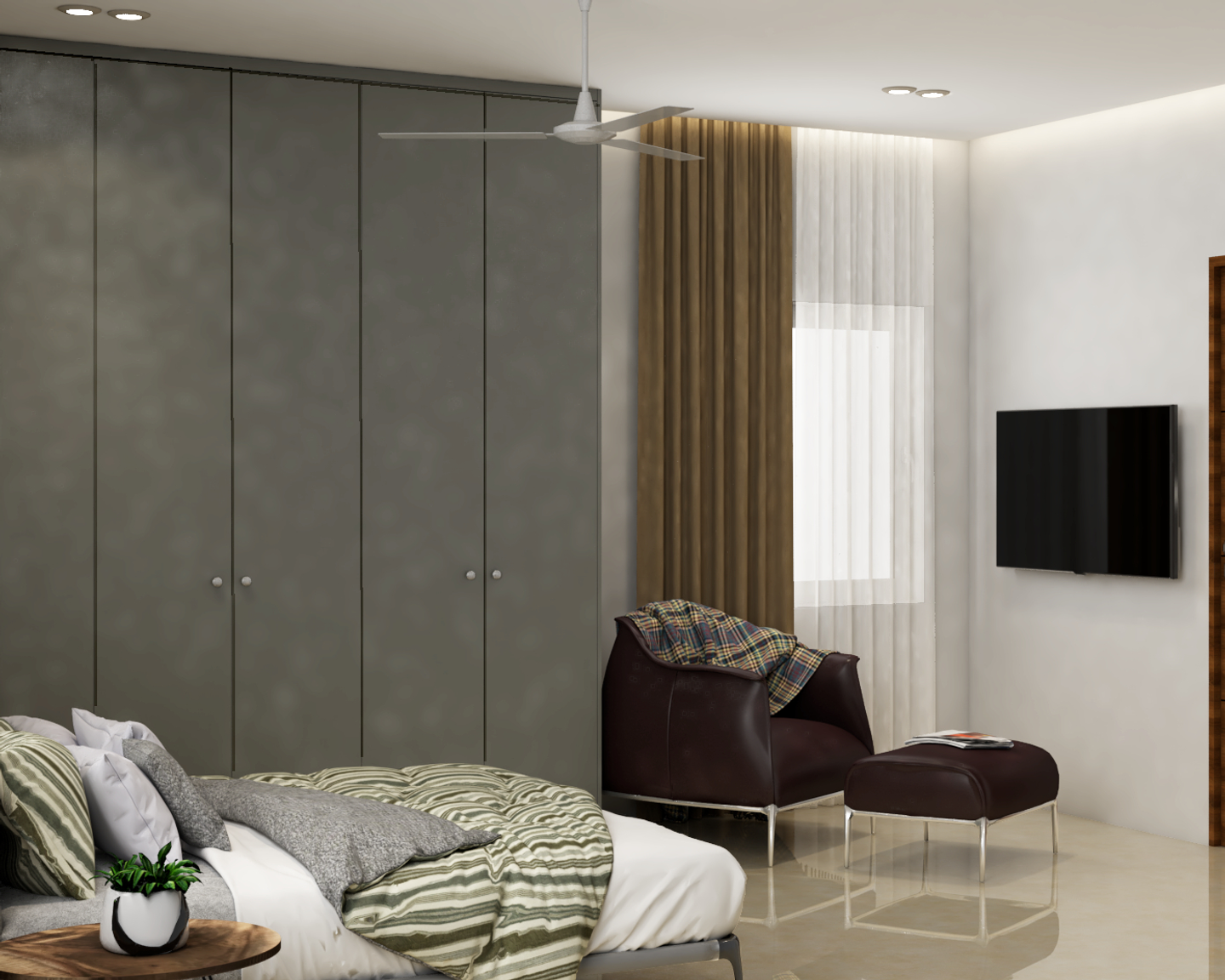 Rustic Grey Themed Bedroom - Livspace