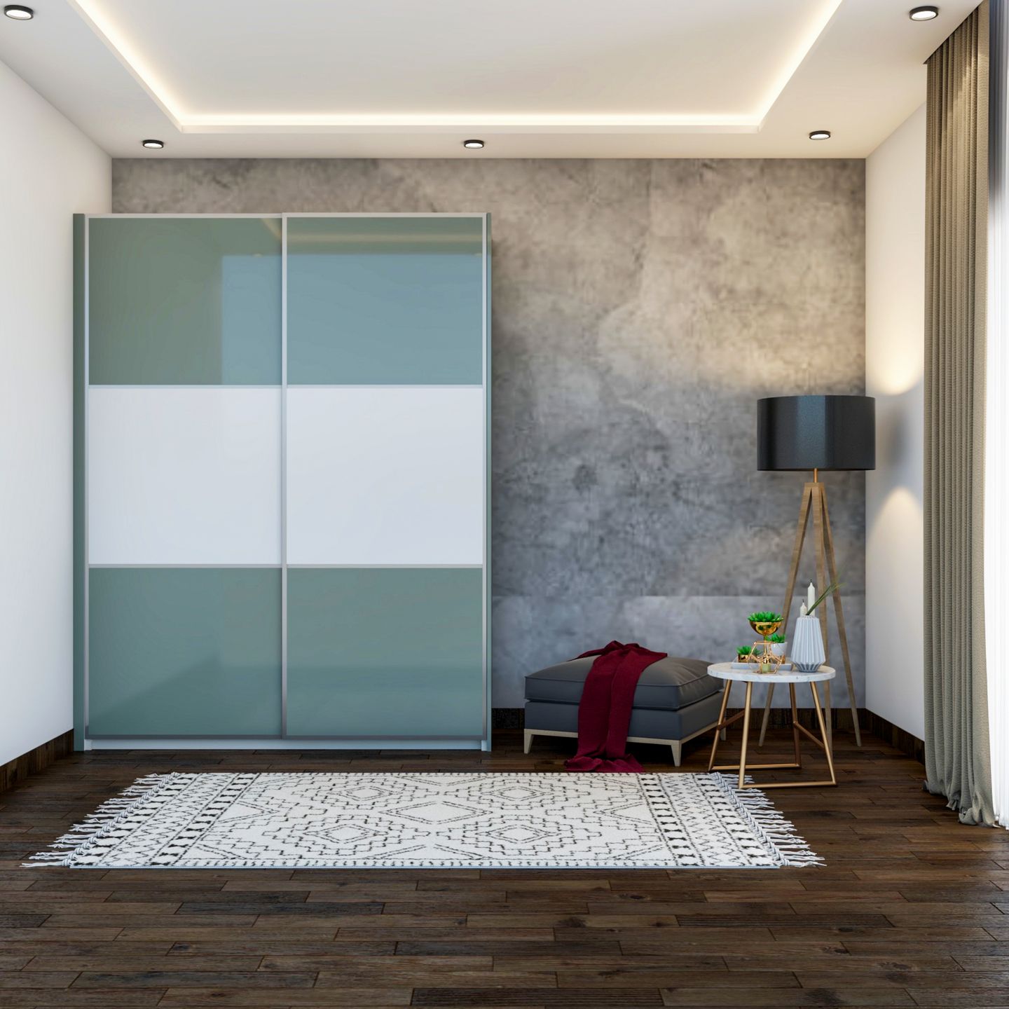 Modern Dual Toned Wardrobe With Glossy Finish - Livspace