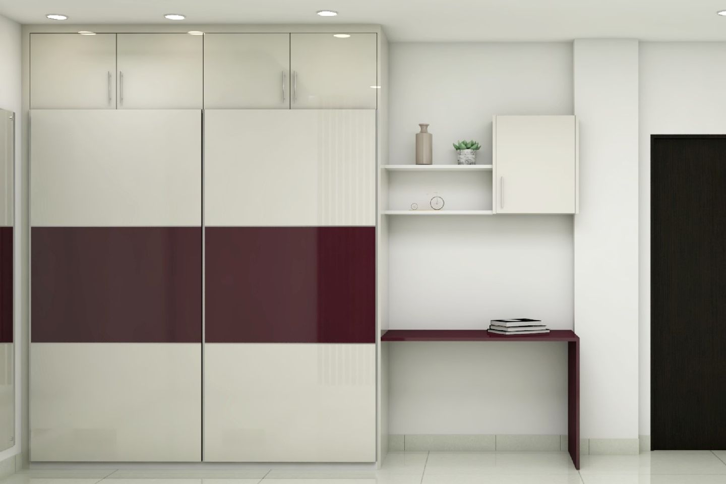 Modular Spacious Wardrobe With Neutral Toned Laminates | Livspace