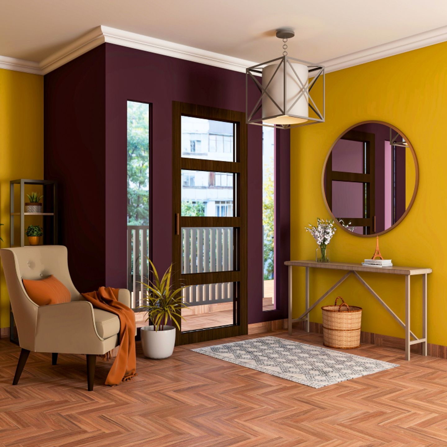 Oak Brown Flooring Tiles With A Herringbone Pattern - Livspace