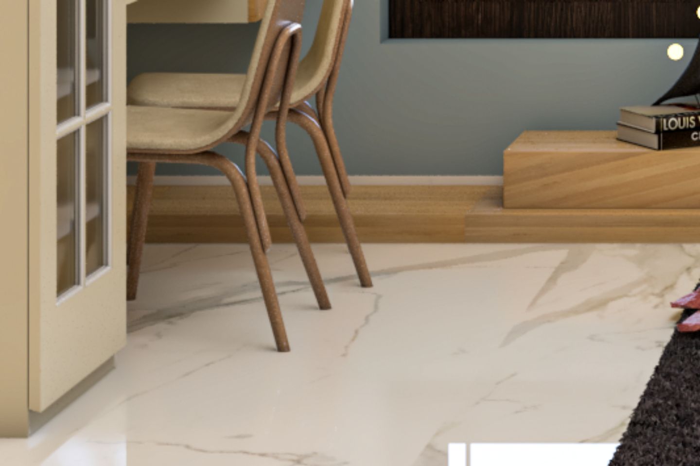 Modern White Flooring Design - Livspace