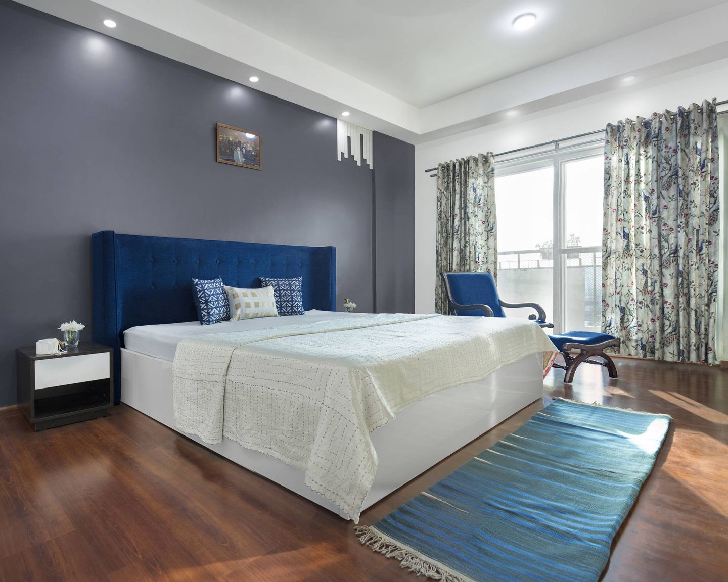 Blue And Grey Guest Room Design - Livspace