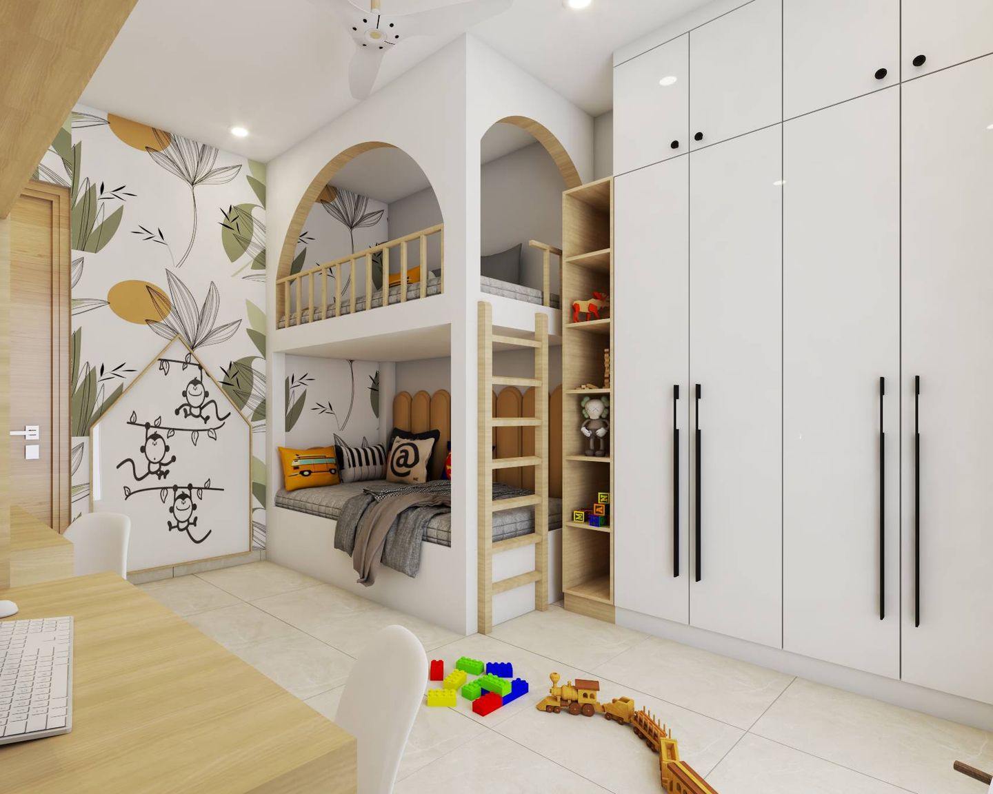 Kid's Bedroom Design With A Bunk Bed - Livspace