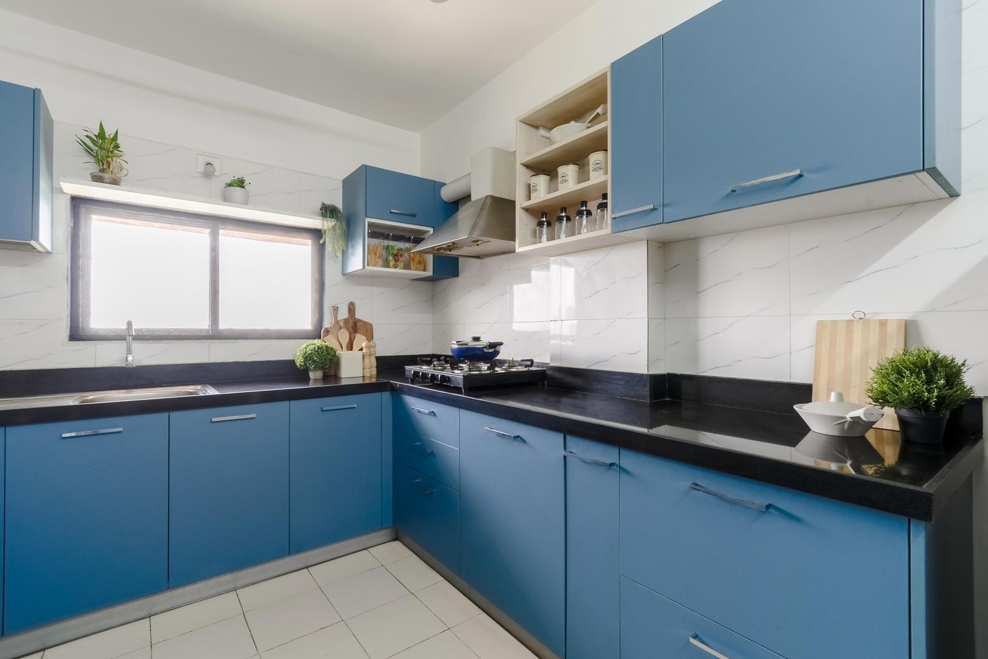 Aqua Blue Kitchen Design - Livspace