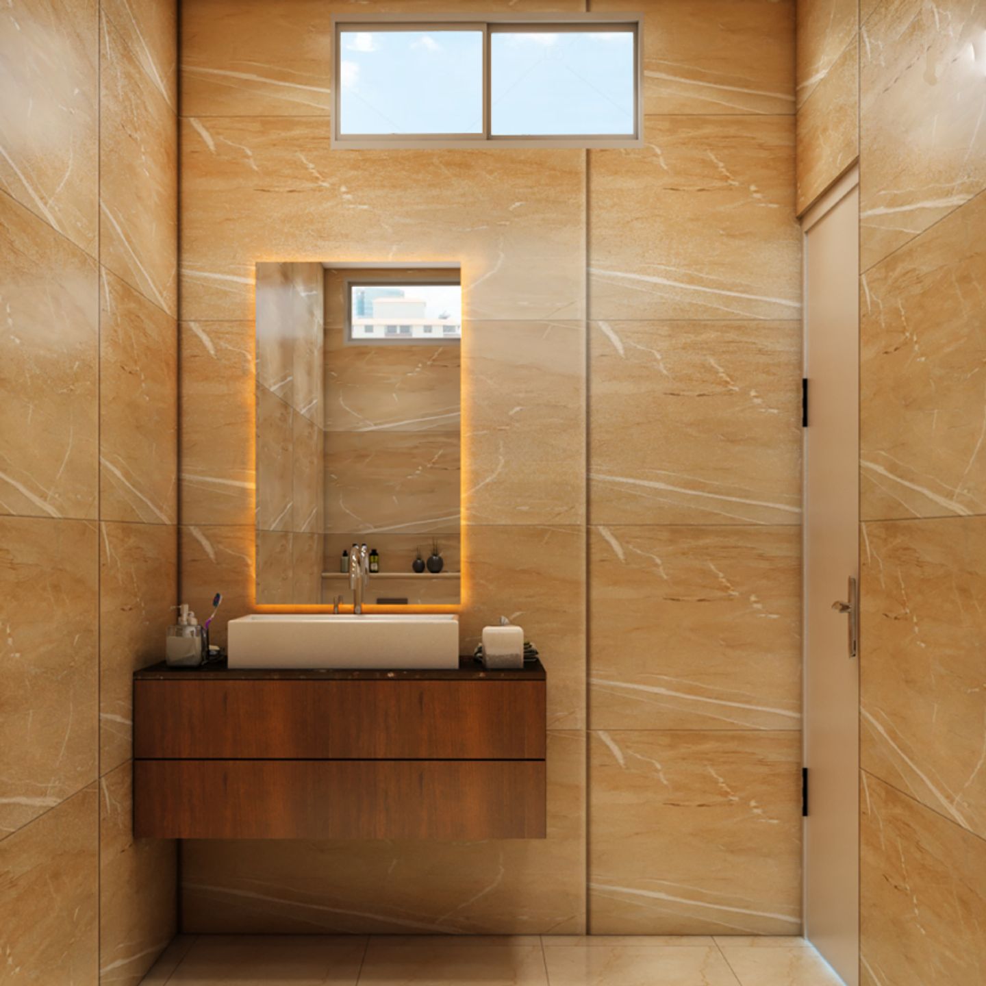 Light Brown Bathroom Wall Tiles - Livspace