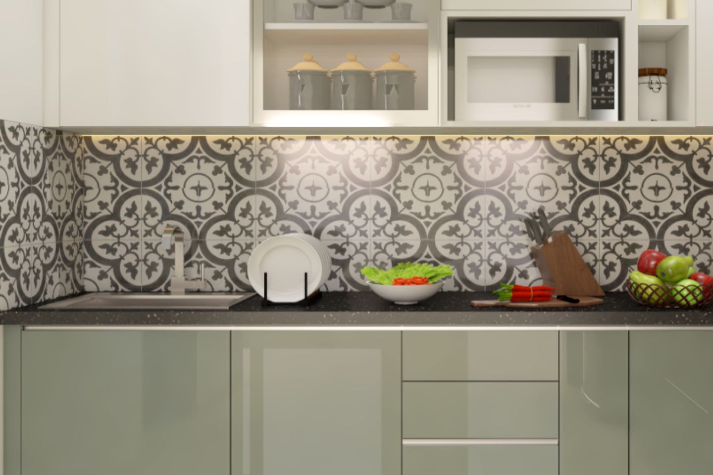 Multicolour Backsplash Tiles Design With A Matte Finish Livspace 0804