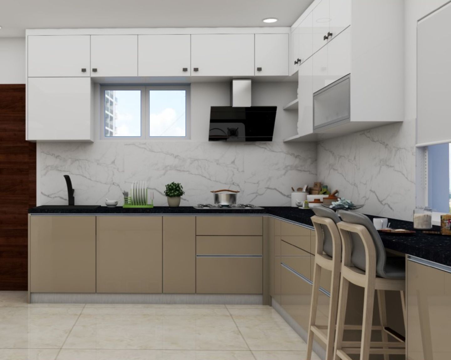 Modern White Ceramic Rectangular Kitchen Tiles Design