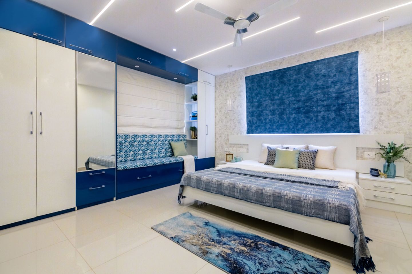 Glossy Beige Floor Tiles Design For Bedrooms - Livspace