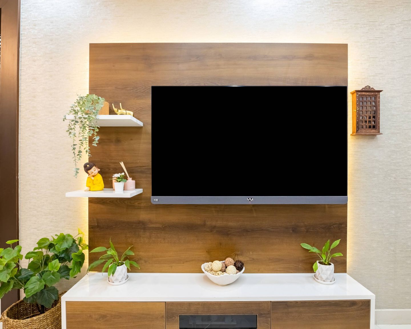 TV Unit With A Wooden Laminate Finish - Livspace