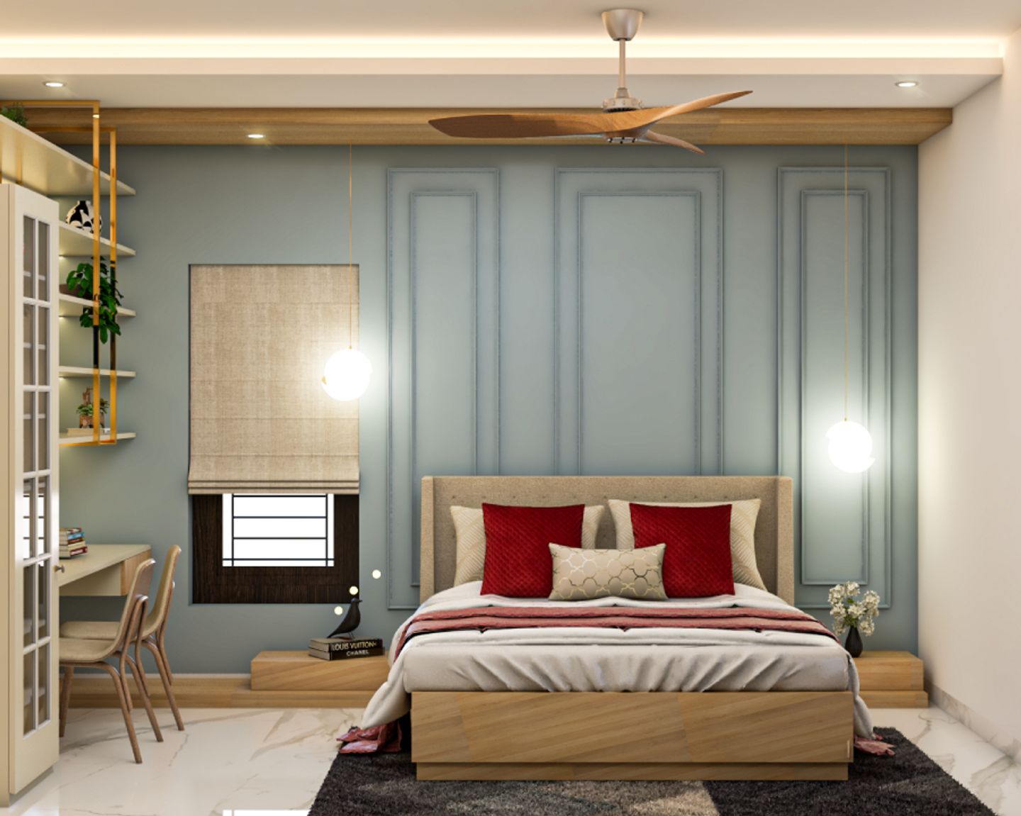 Cool-Toned Bedroom Colours - Livspace
