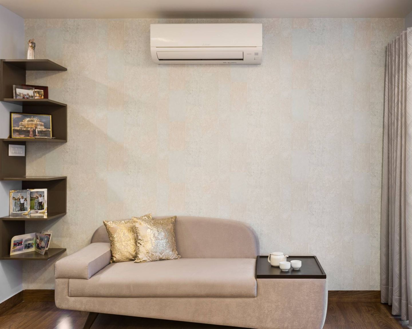 Light Grey Textured Wallpaper Design for Living Rooms - Livspace
