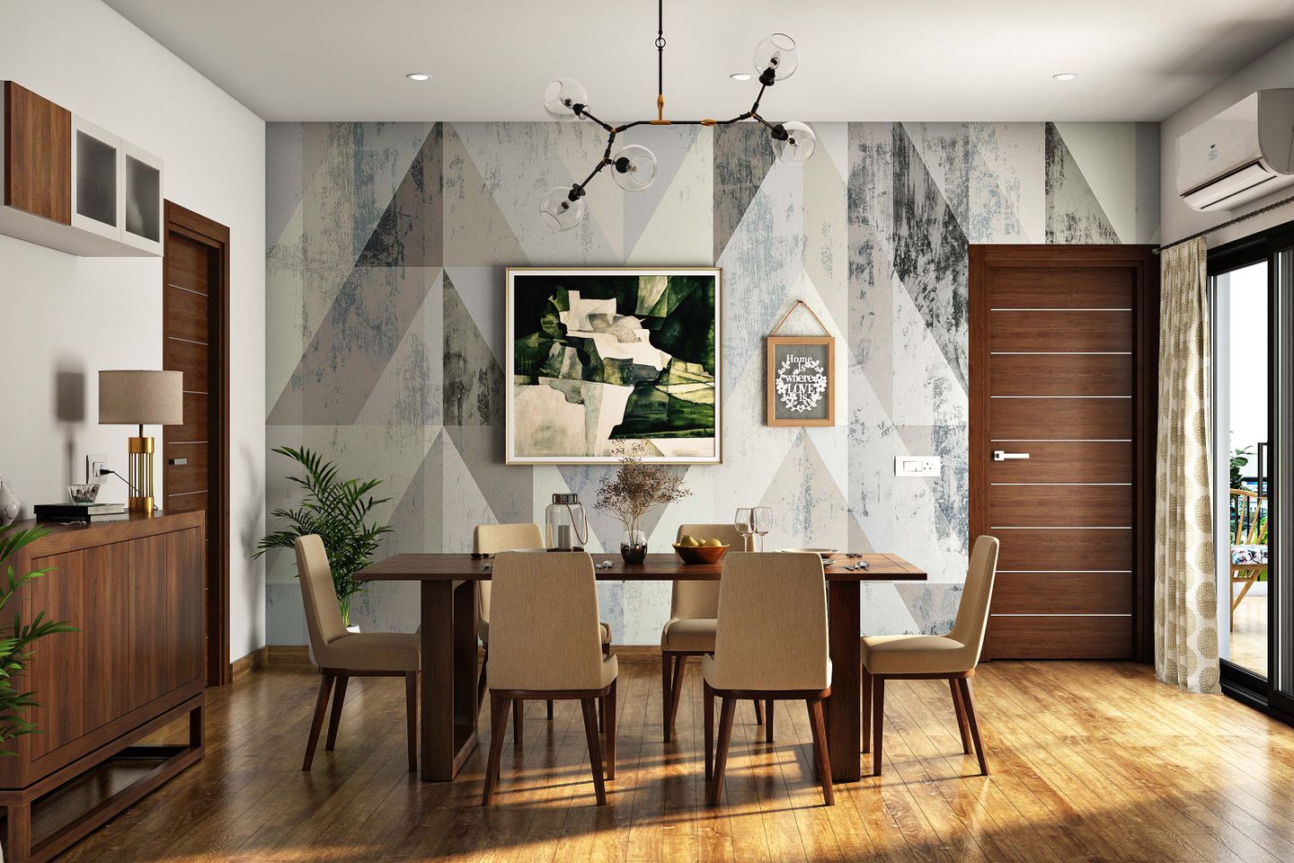 Dining Room Flooring Design In Dark Brown - Livspace
