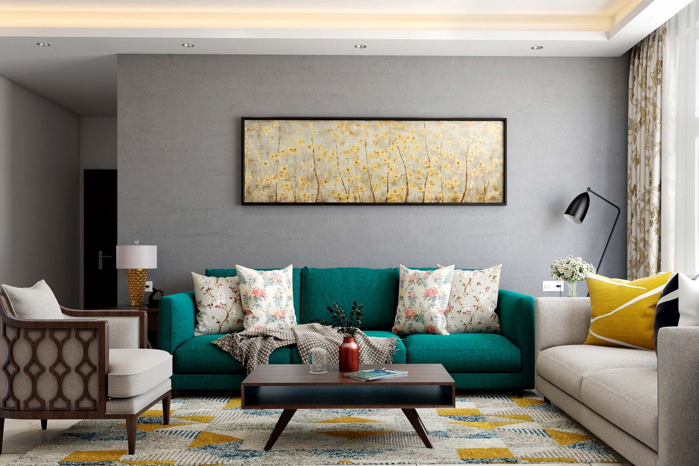 Grey Textured Wallpaper For Living Rooms Livspace