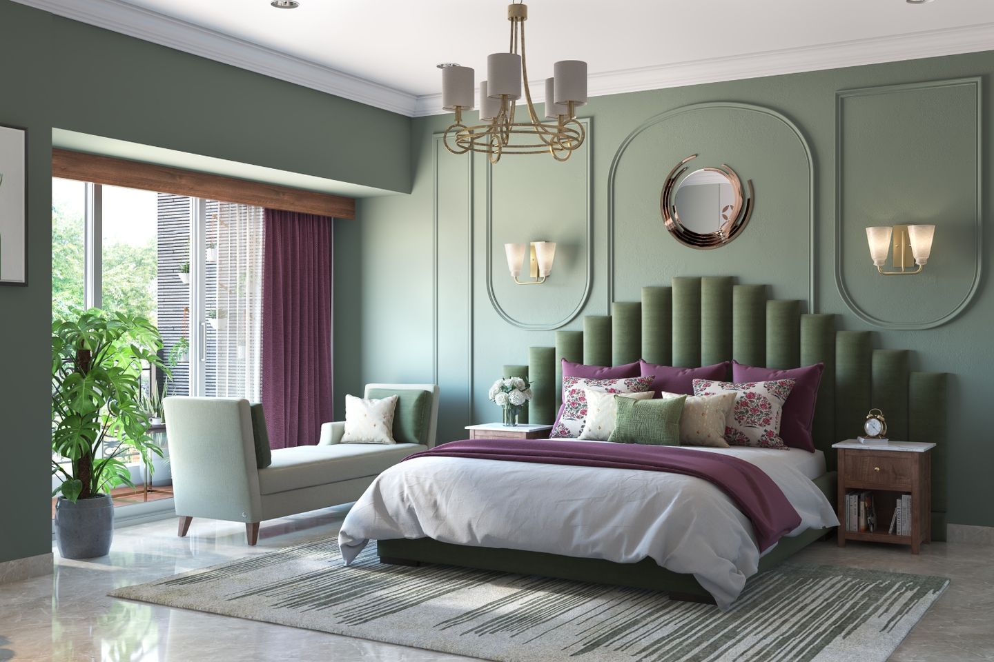 Classic Green Bedroom Wall Paint Design - Livspace