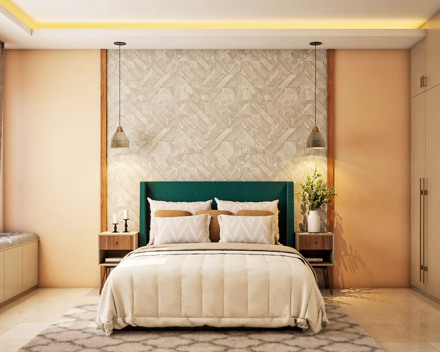 Grey And Wallpaper Design For Bedroom With Modern Aesthetics Livspace
