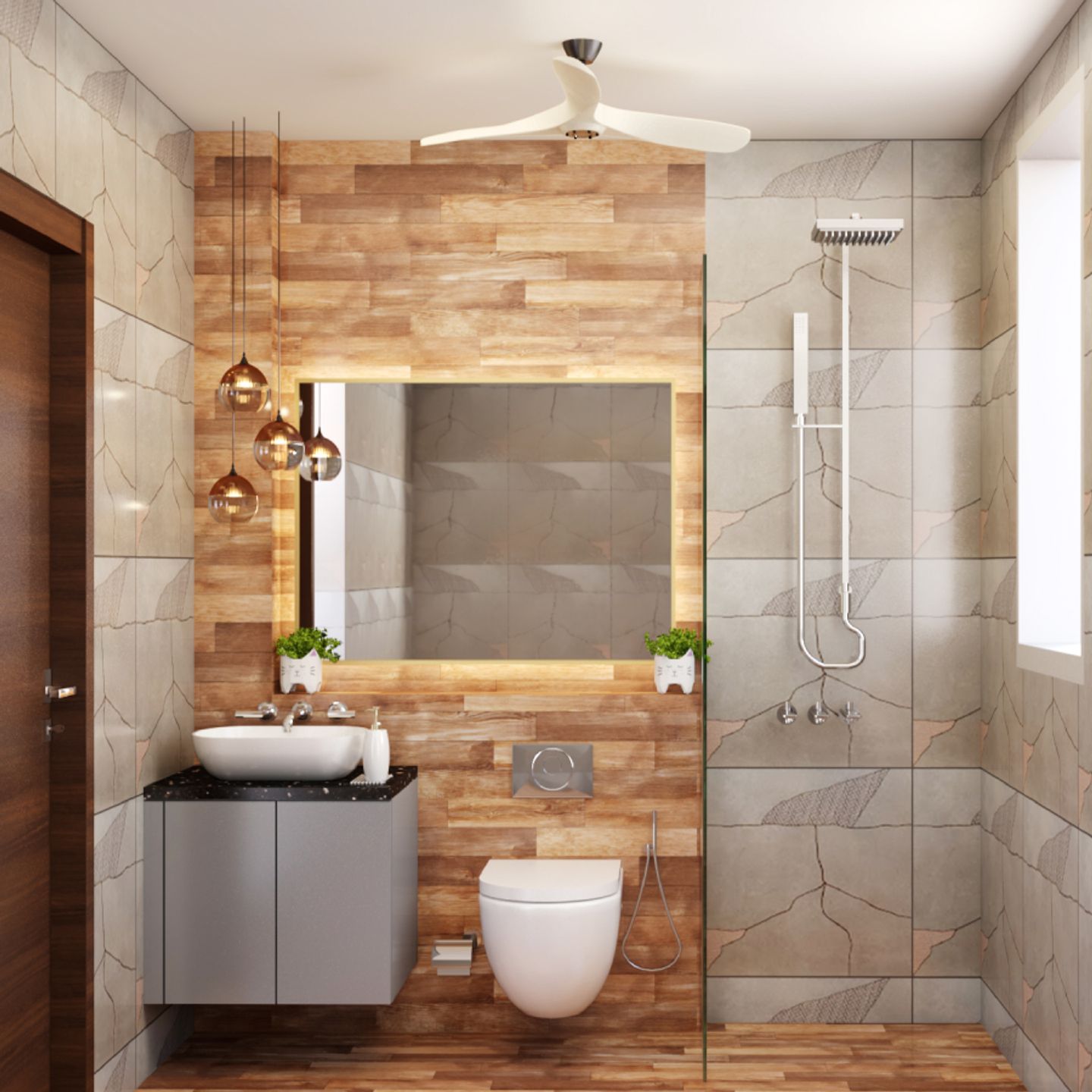 Brown Bathroom Design - Livspace