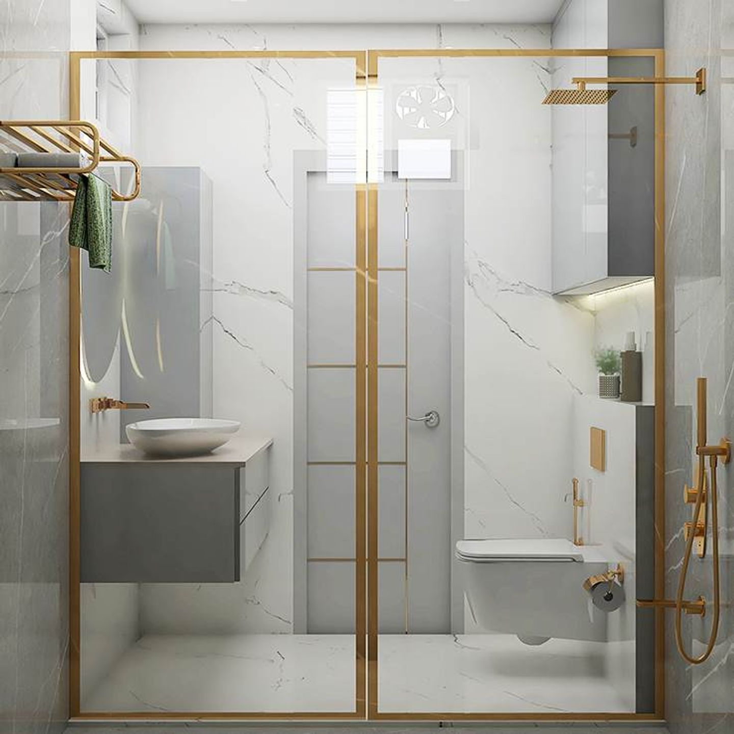 Modern Grey Bathroom Design - Livspace