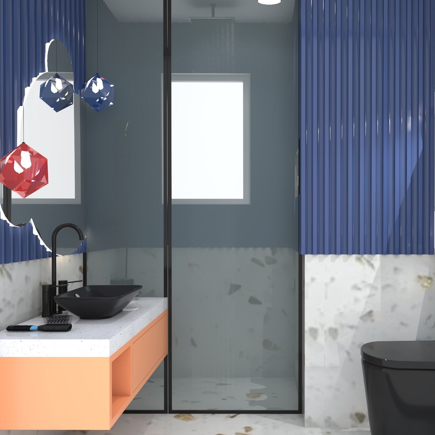 Grey Textured Washroom Design - Livspace