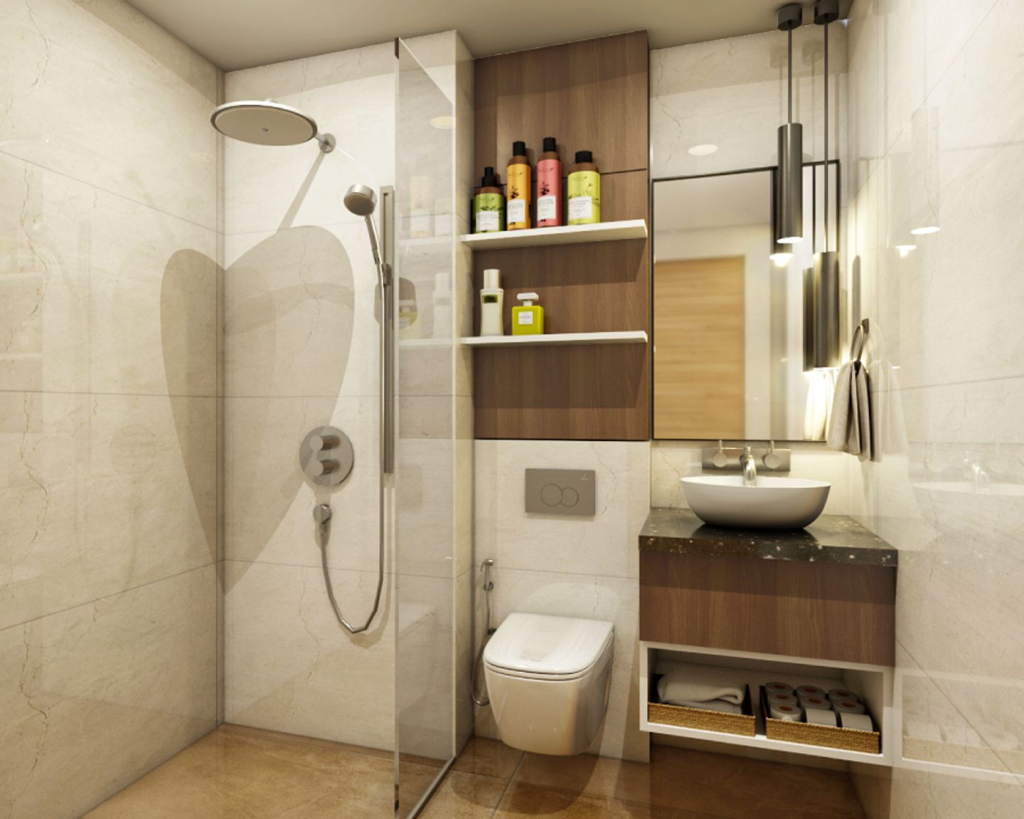 Light Beige Bathroom Design - Livspace