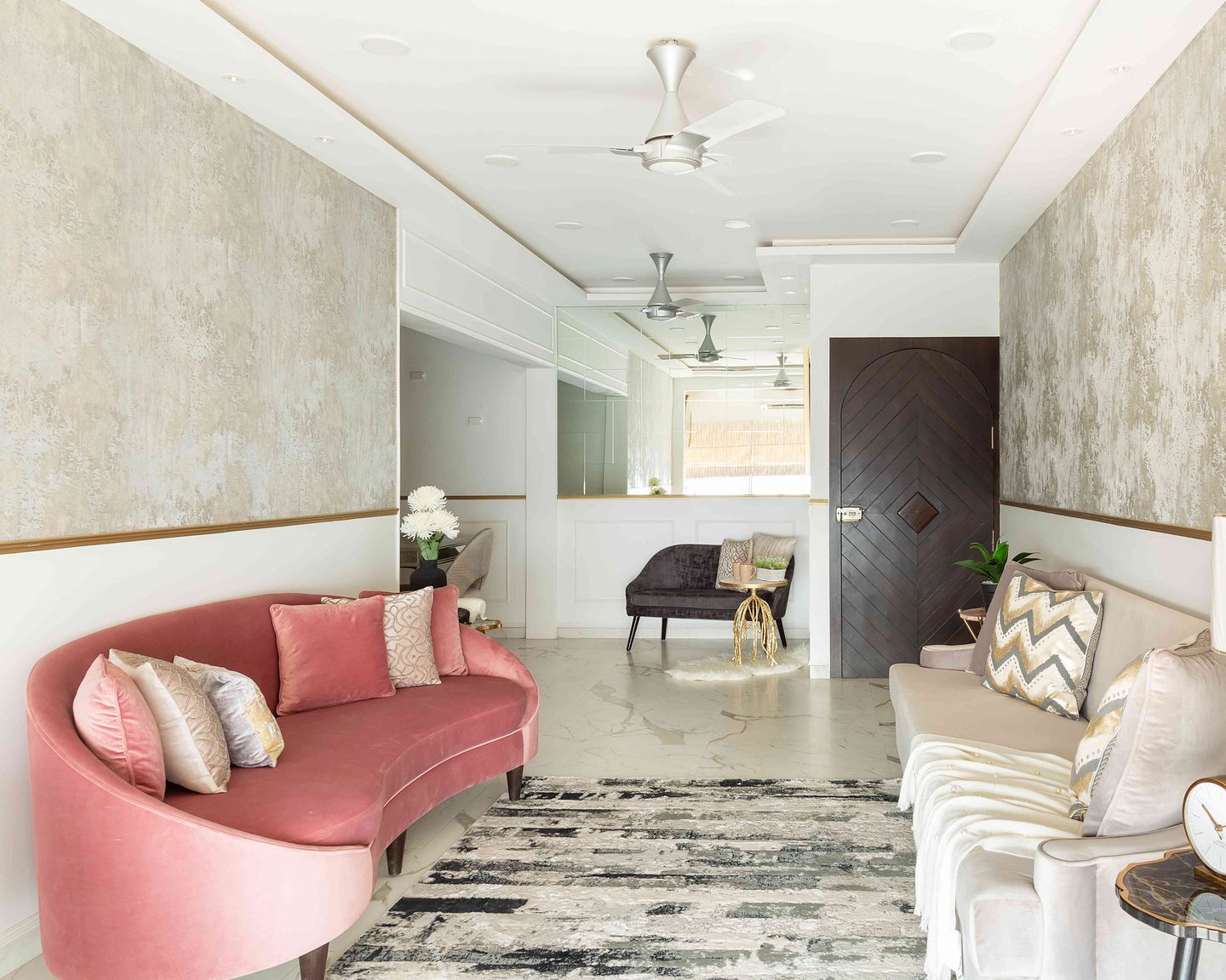 False Ceiling With Contrasting Pink Shade - Livspace