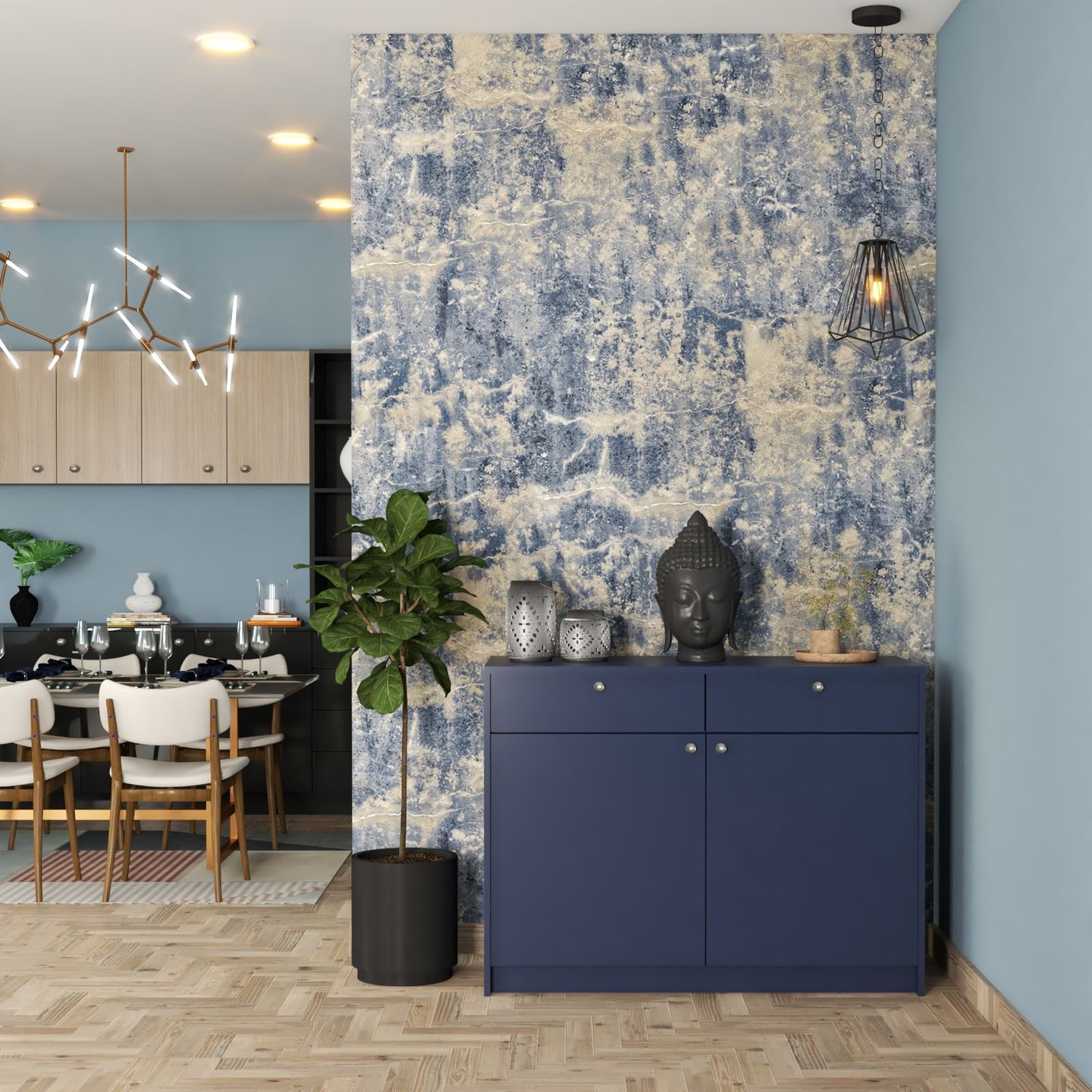 Blue Foyer Design - Livspace