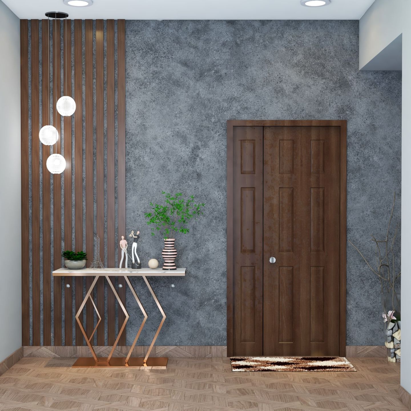 White Stone Foyer Design - Livspace