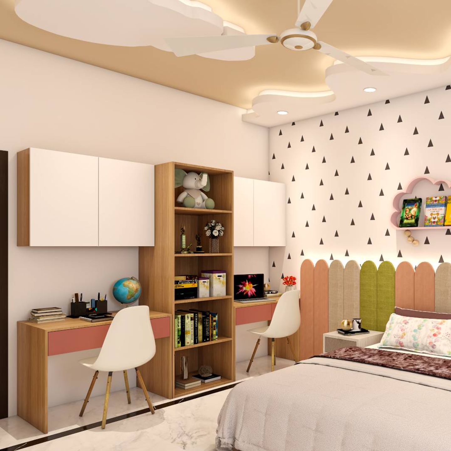 Spacious Study Room For Two With Storage Livspace