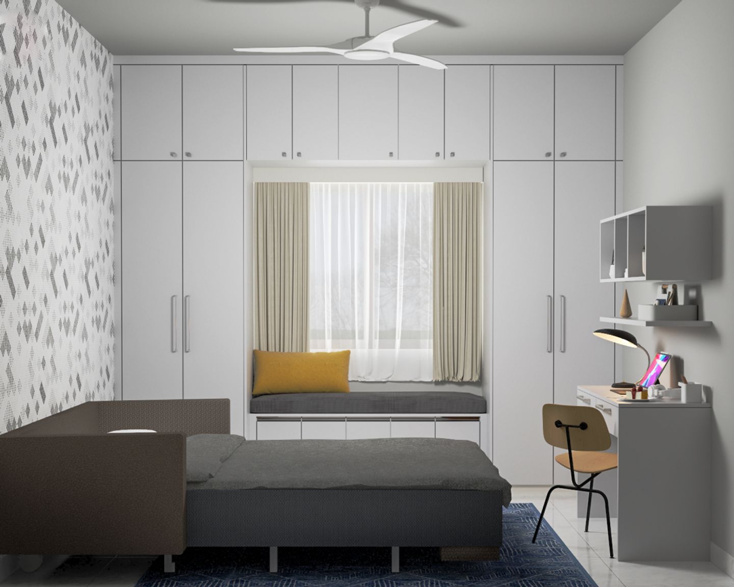 Compact Kids' Bedroom Design With A Window Nook Livspace