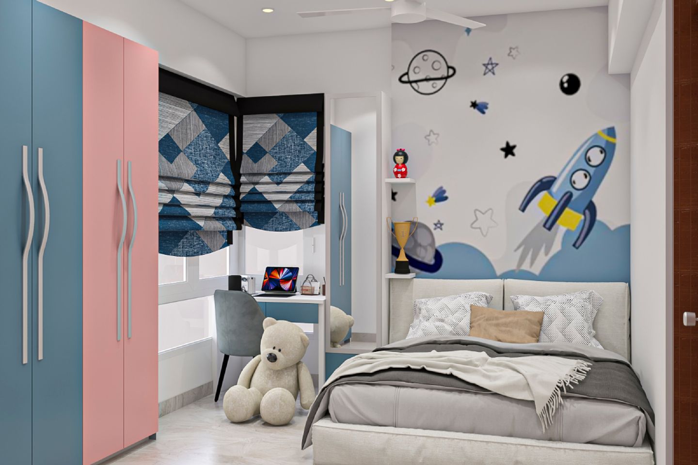 Kids Room Design With Space-Themed Wallpaper - 11x10 Ft | Livspace