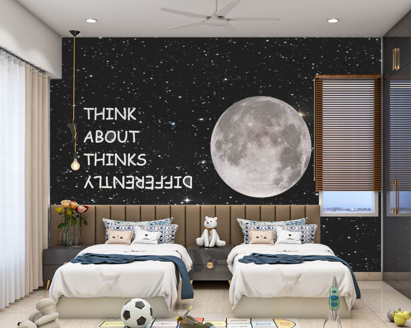 Spacious Twin-Sharing Boys's Room Design | Livspace