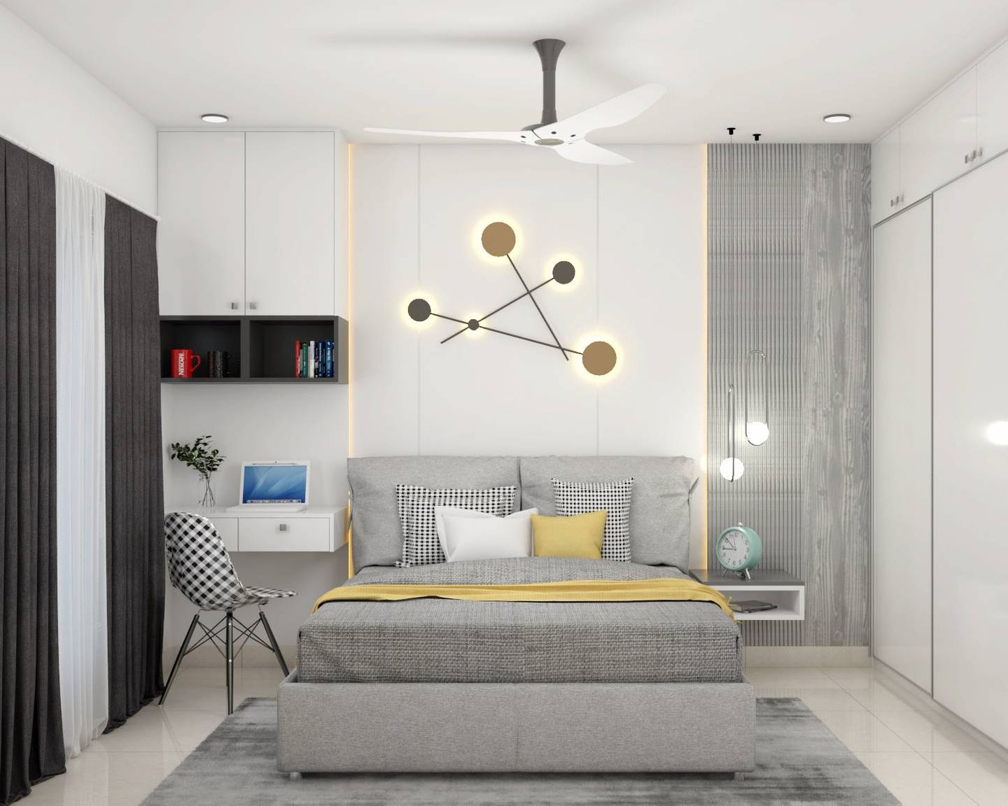 Grey And White Boys Room Design Livspace   Son Bedroom 1 1 1666875469 N7ZQg 