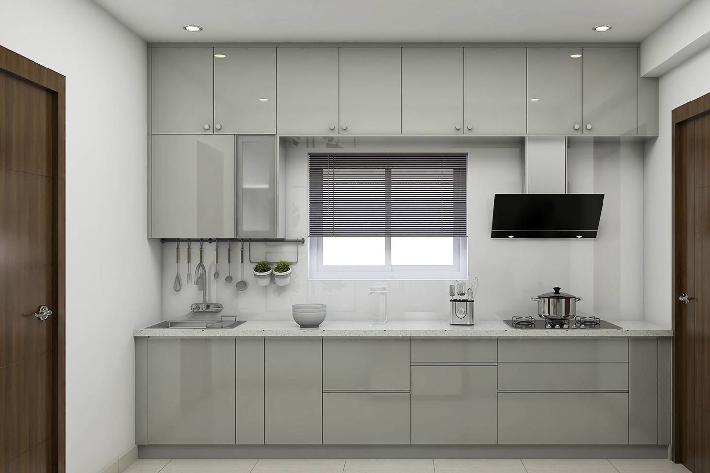 Grey Modular Kitchen Design - Livspace