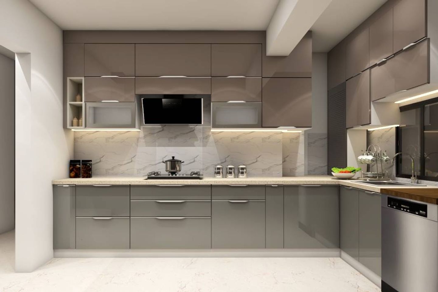 L-Shaped Modern Kitchen -Livspace