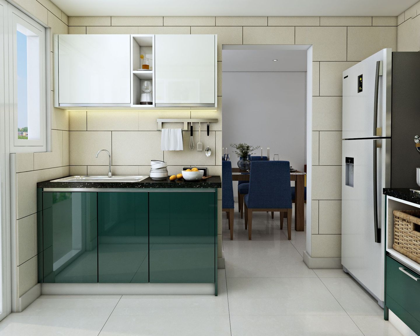 Contemporary Modular L-Shaped Kitchen Cabinet Design
