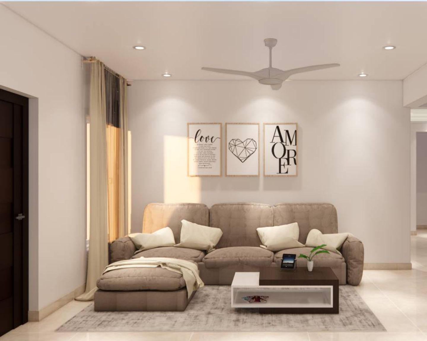 Living Room Design With Framed Wall Art - Livspace