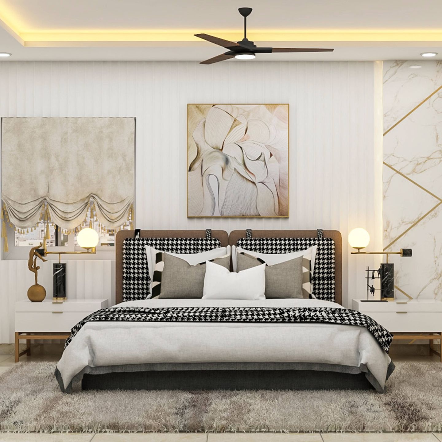 Spacious Bedroom Design With Profiled Cove Lighting Livspace