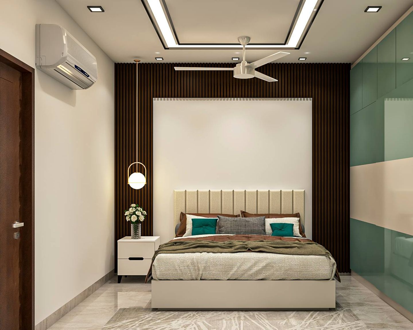 Modern Style Guest BedroomDesign With Sliding Door Wardrobe - Livspace
