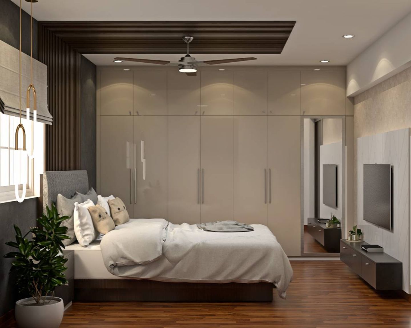 Modern Guest Room Design With A Wooden King Size Bed