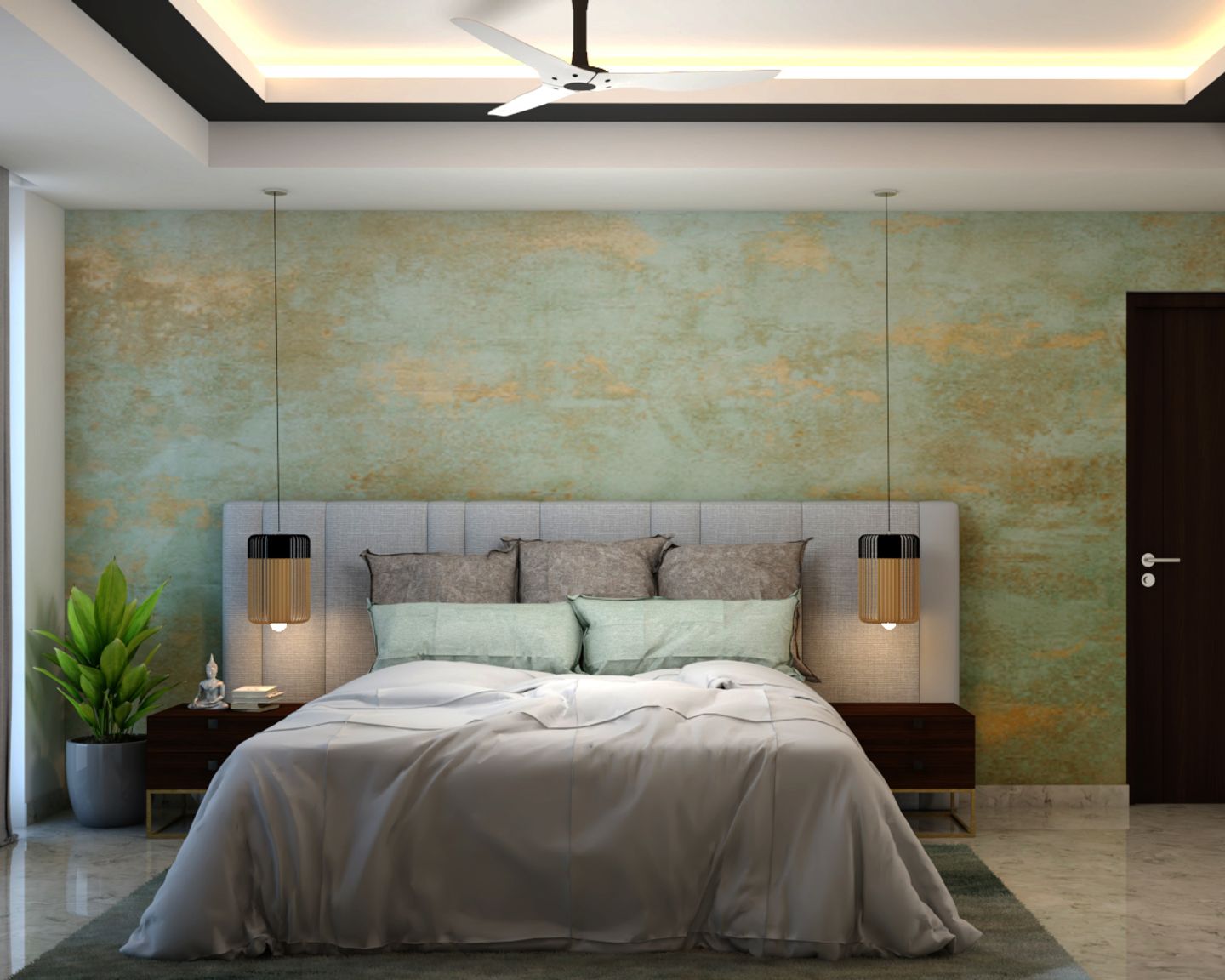 Spacious Bedroom Design With Wooden Nightstands | Livspace