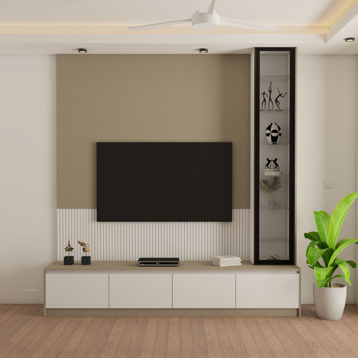 Light-Coloured TV Cabinet Design - Livspace