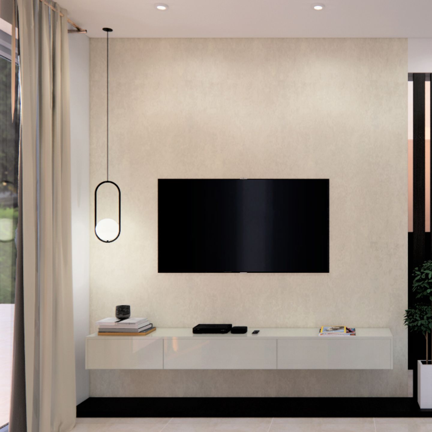 Wall-Mounted TV Unit With Storage - Livspace