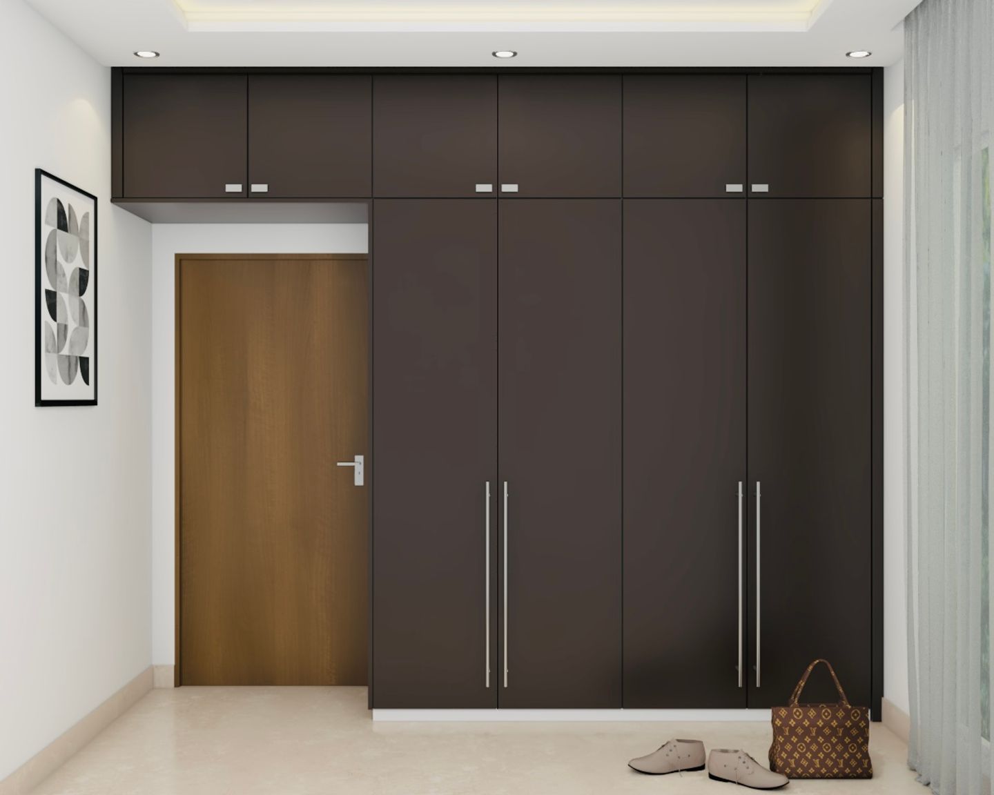 Spacious Wardrobe Design In Brown | Livspace