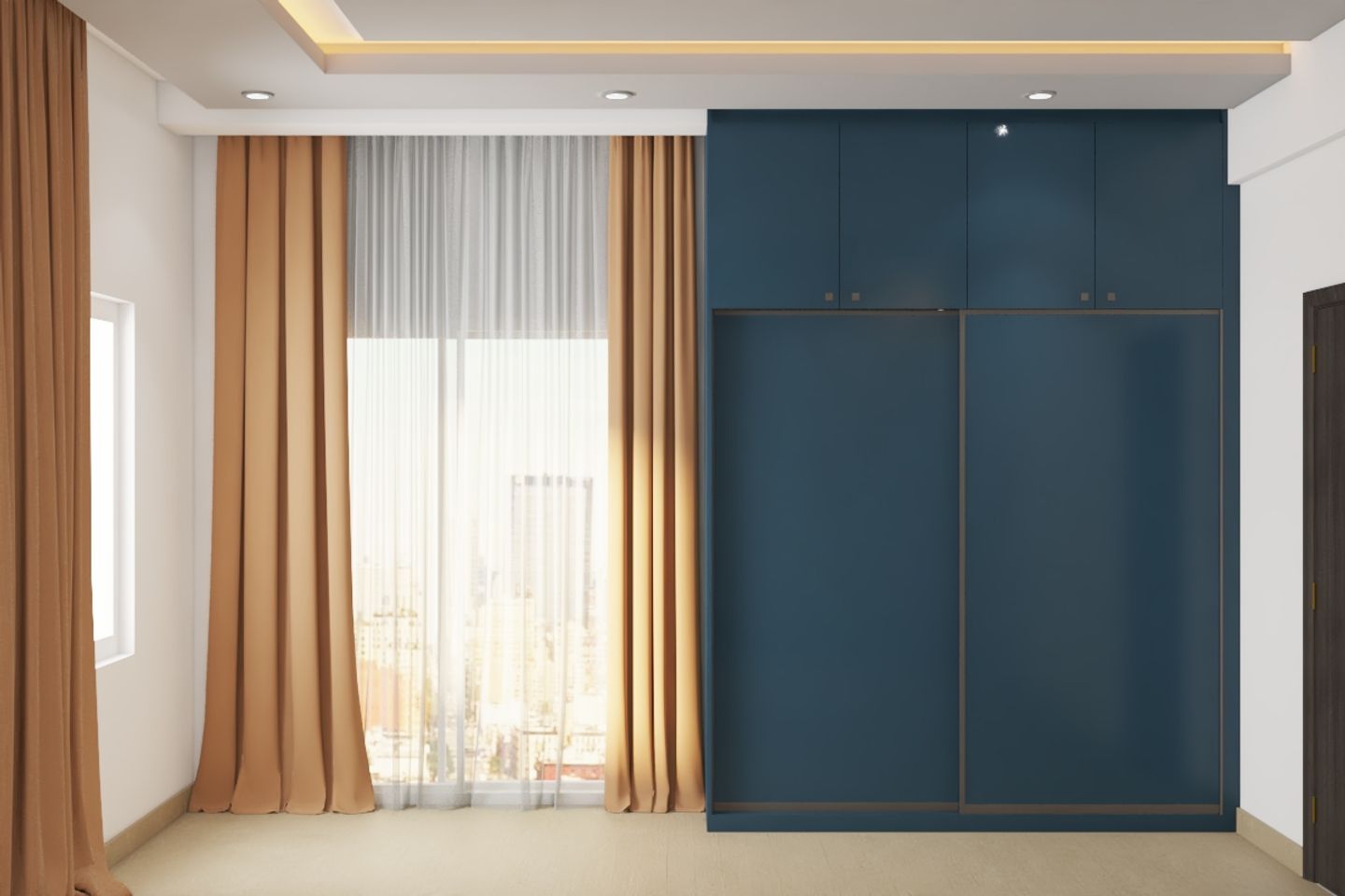 Blue 2-Door Sliding Wardrobe Design - Livspace