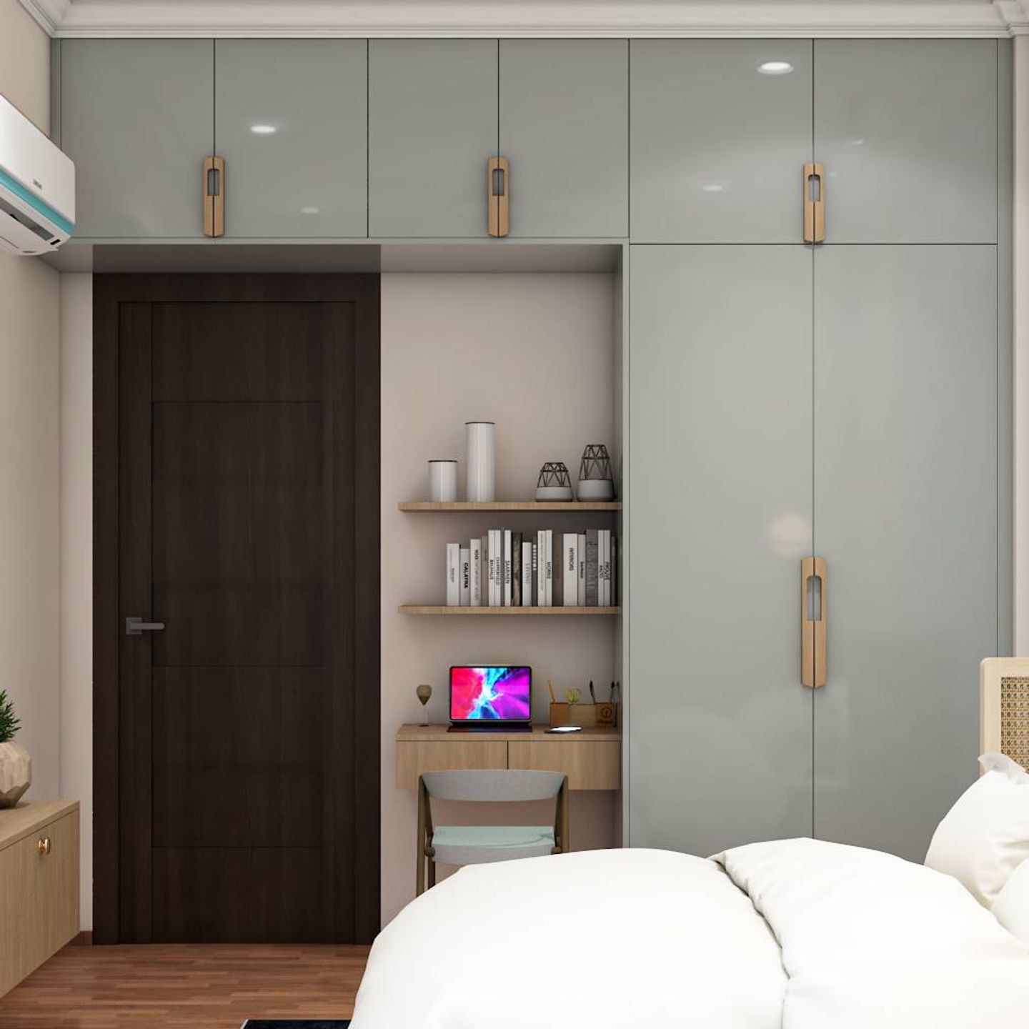 Metallic Blue 2-Door Swing Wardrobe For Bedrooms - Livspace
